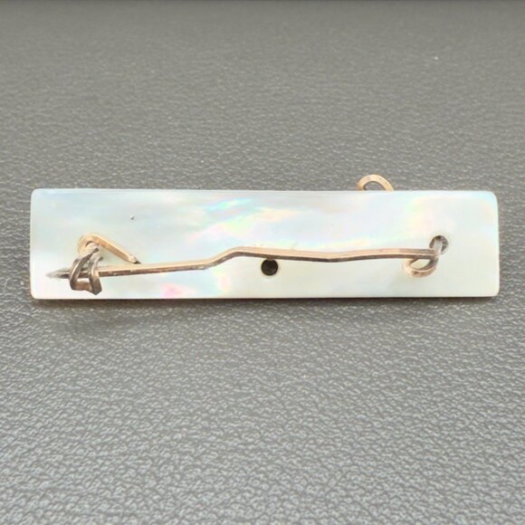 Vintage Mother Of Pearl Sweetheart Handwritten Copper Wired Brooch Pin - Picture 10 of 16